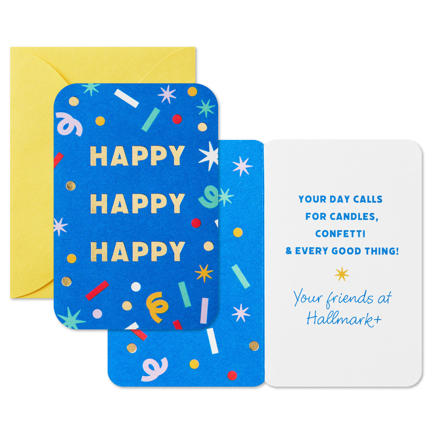 Hallmark+ Birthday Glass Gift Set card front with Open card with envelope image number 3