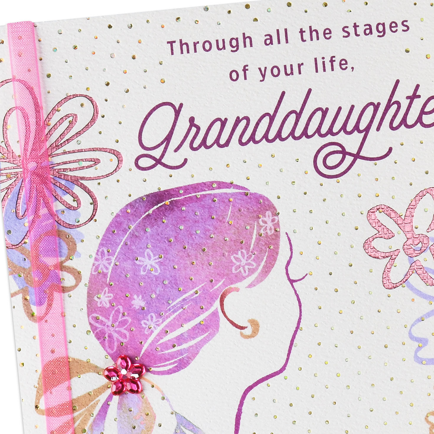Girl and Flowers Granddaughter Birthday Card Card Front Detail image number 4