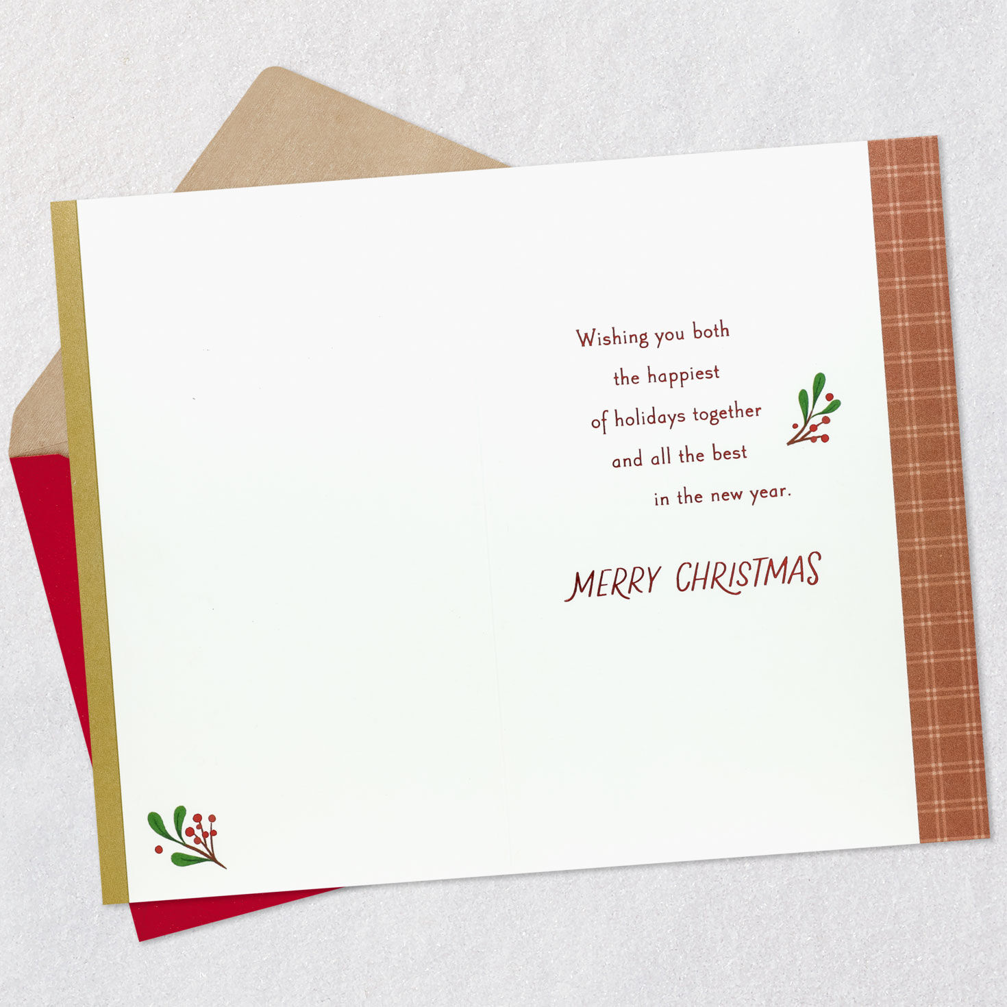Floral Ornaments Christmas Card for Nephew and Wife Open card with envelope image number 3