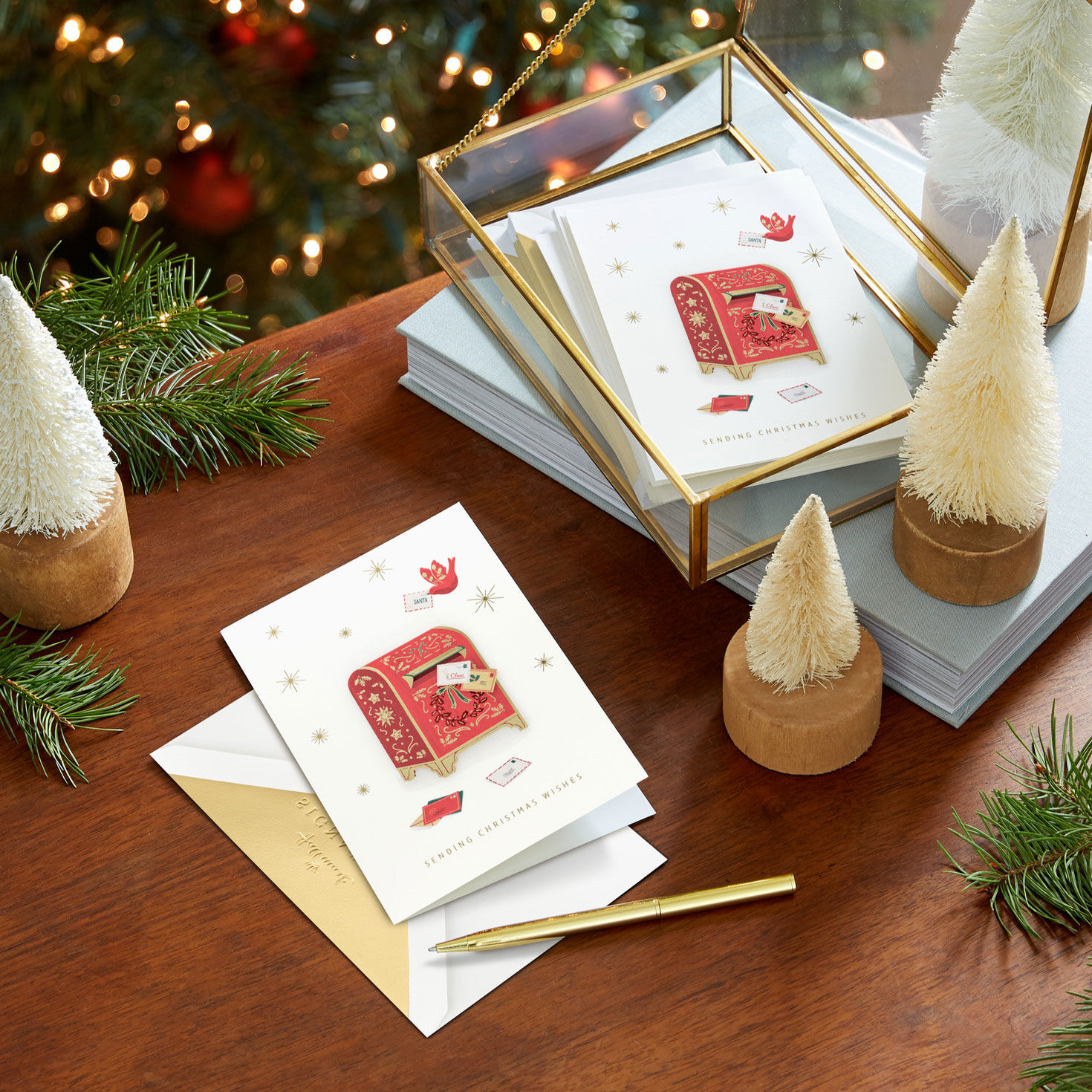 Red Vintage Post Office Box Boxed Christmas Cards  image number 7