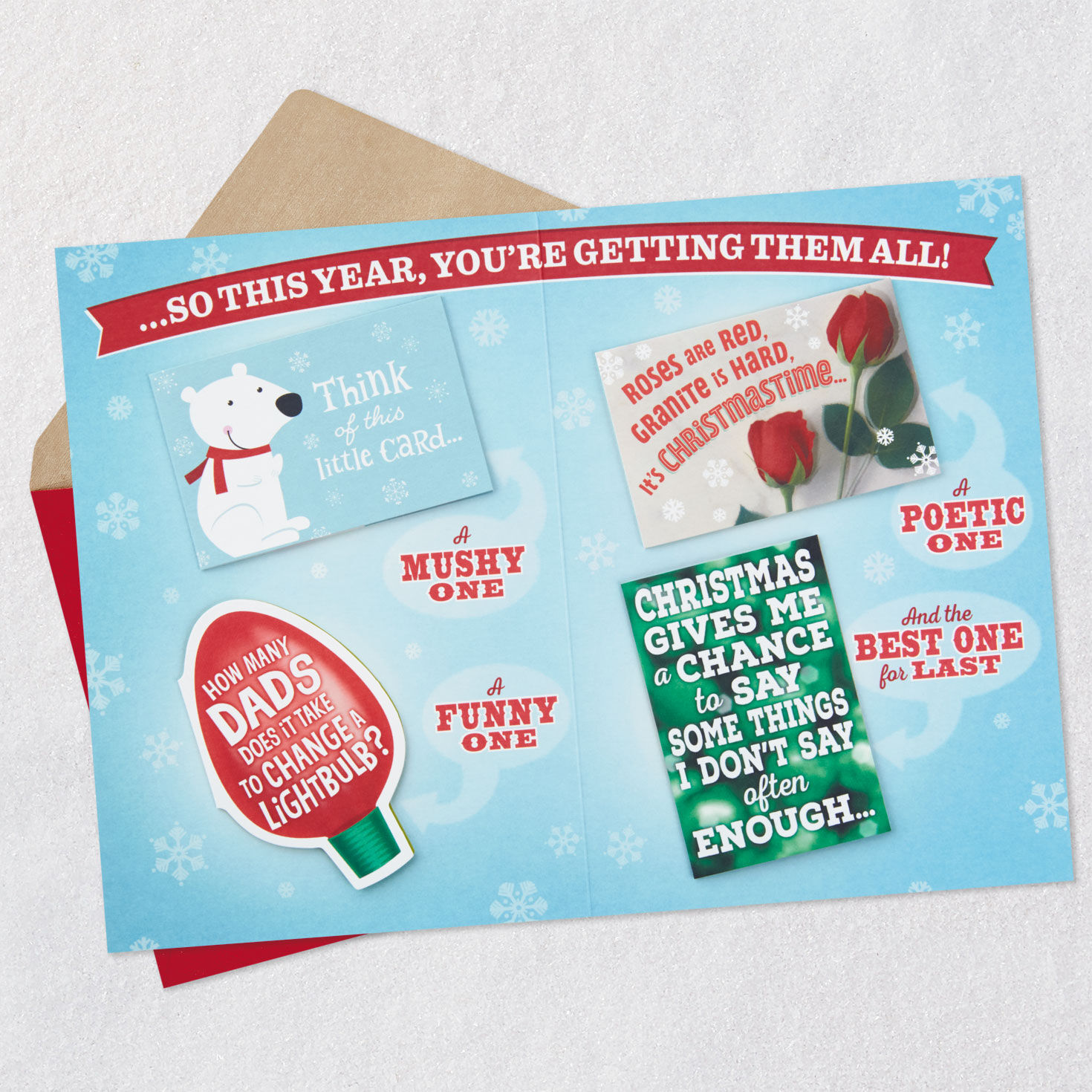 Festive Lettering With Mini Cards Funny Christmas Card for Dad Open card with envelope image number 4
