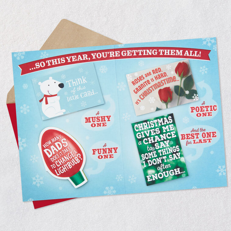 Festive Lettering With Mini Cards Funny Christmas Card for Dad Open card with envelope image number 4