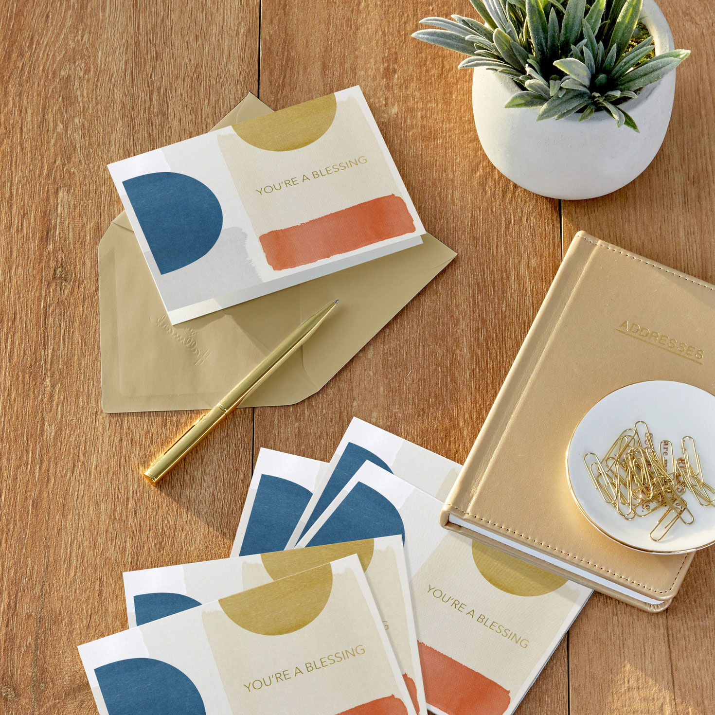 Neutral Tone Shapes Blank Thank You Note Cards Pack  image number 6