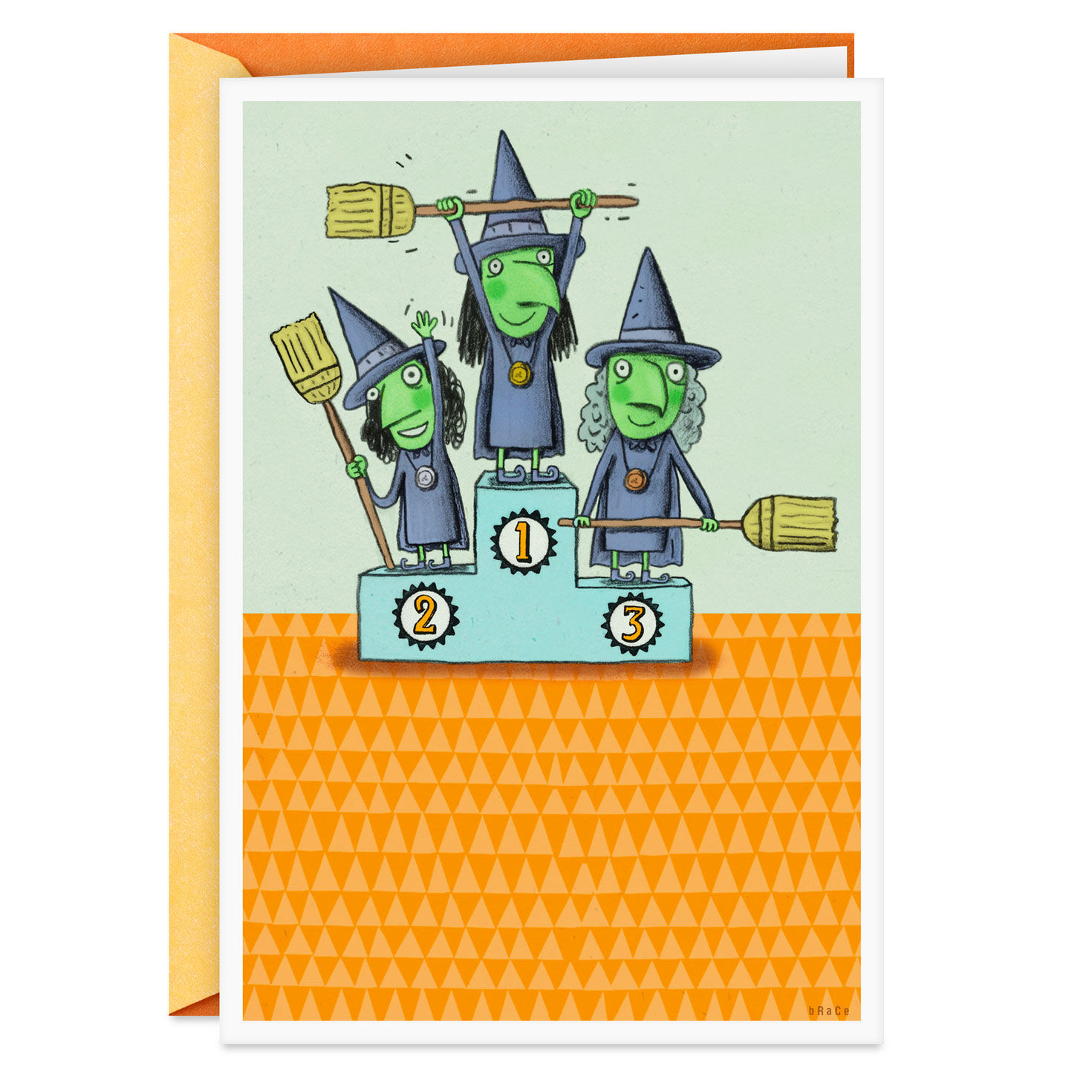 Witches Making the Podium Funny Halloween Card