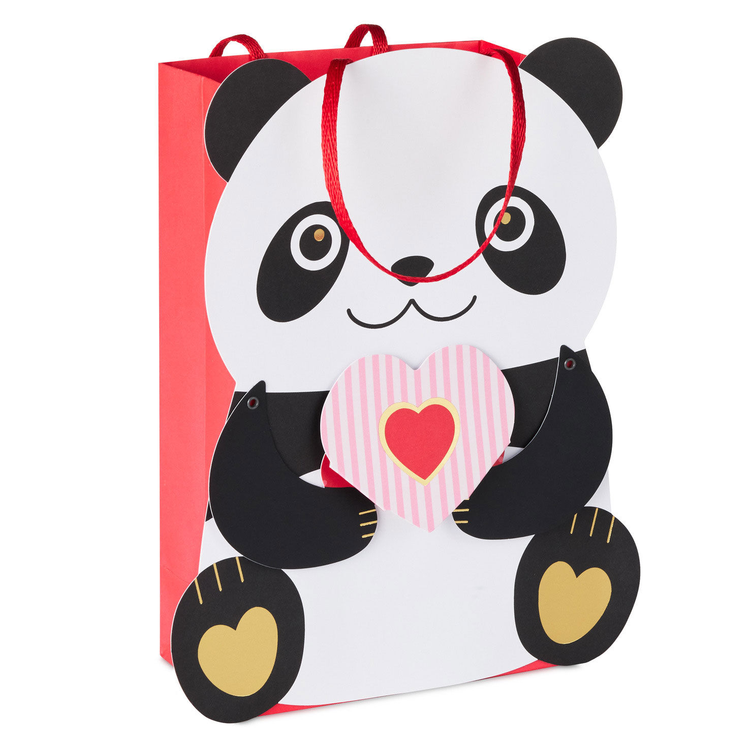 9.1" Die-Cut Panda With Heart Small Valentine's Day Gift Bag