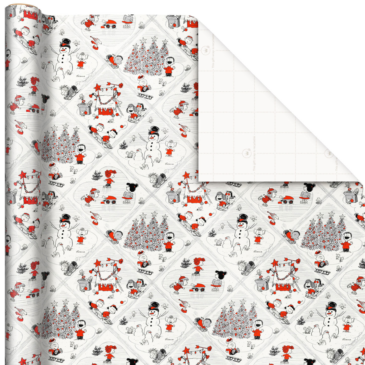 Peanuts® Gang Playing in Snow Christmas Wrapping Paper, 70 sq. ft.