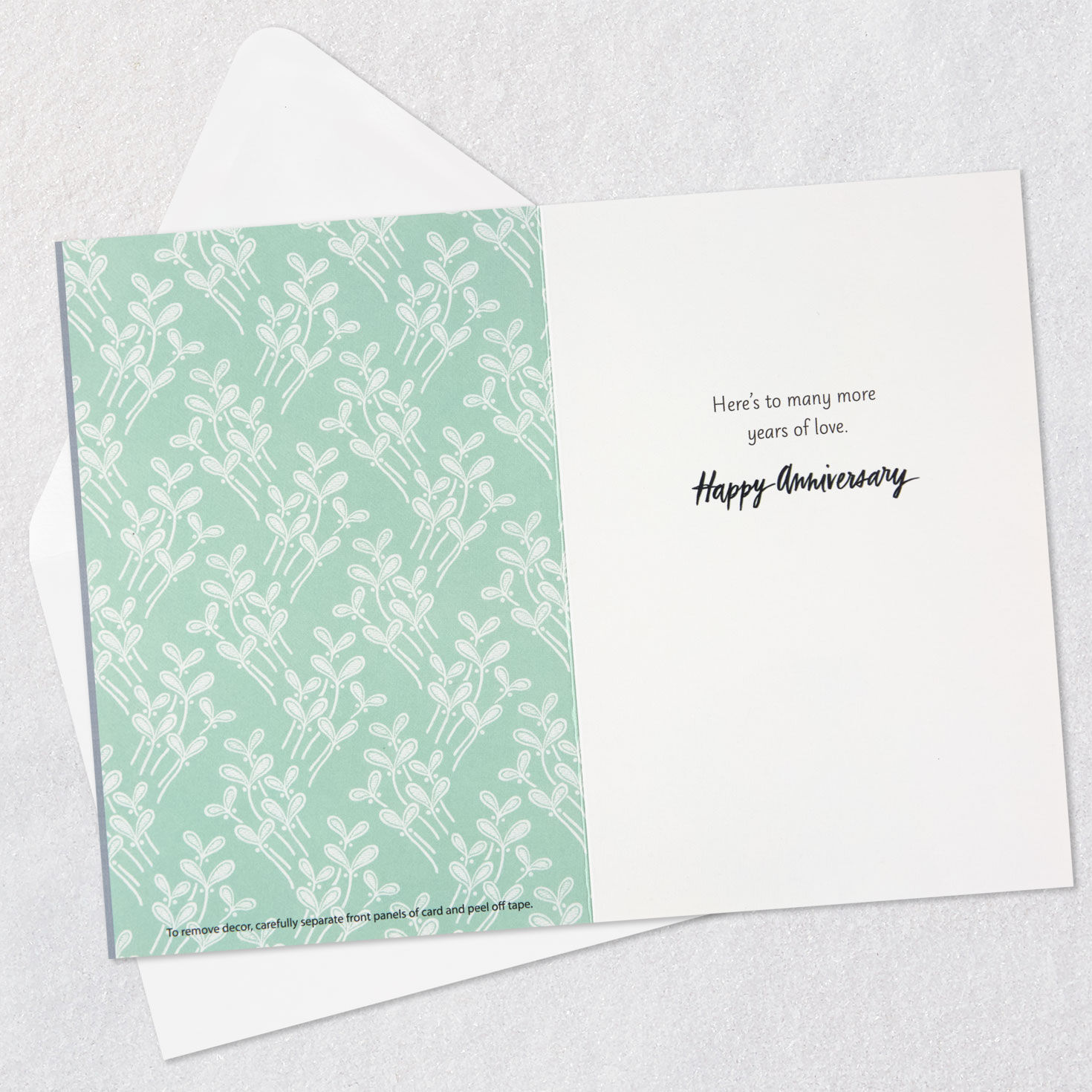 Hanging Wood Sign with Flowers Anniversary Card Open card with envelope image number 3