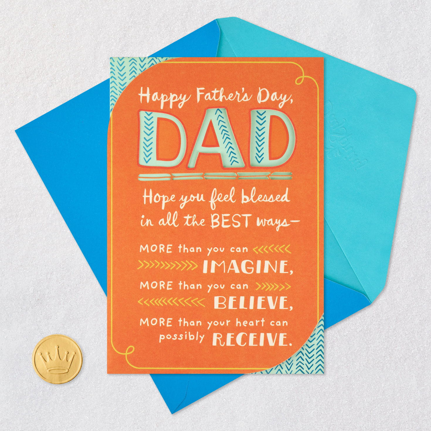 Blue and Orange Religious Dad Father's Day Card Card Front with Envelope and Gold Seal image number 6