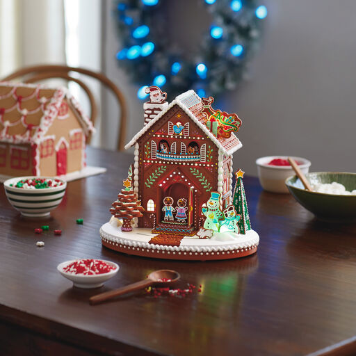 Deck the Gingerbread House Musical Tabletop Decoration With Light and Motion, 
