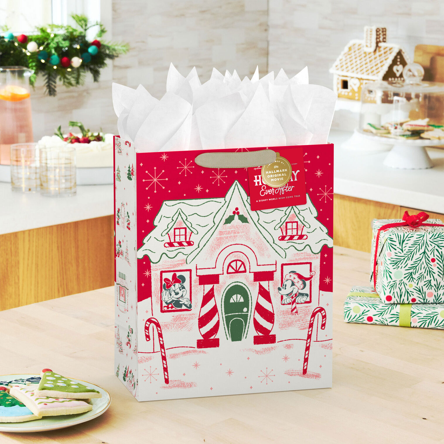 13" Hallmark + Disney Holiday Ever After Large Christmas Gift Bag,