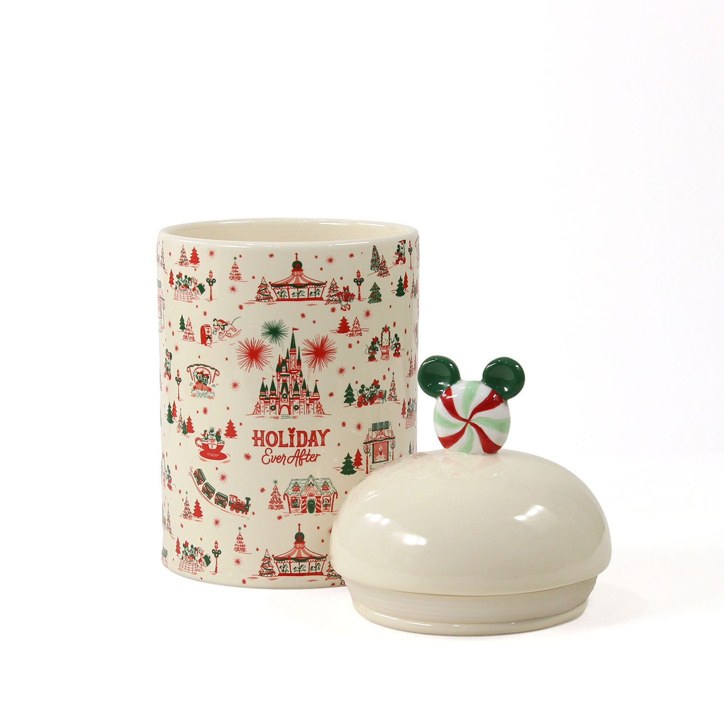 Pink Green Holiday Disney Pattern Canister lid off image number 3