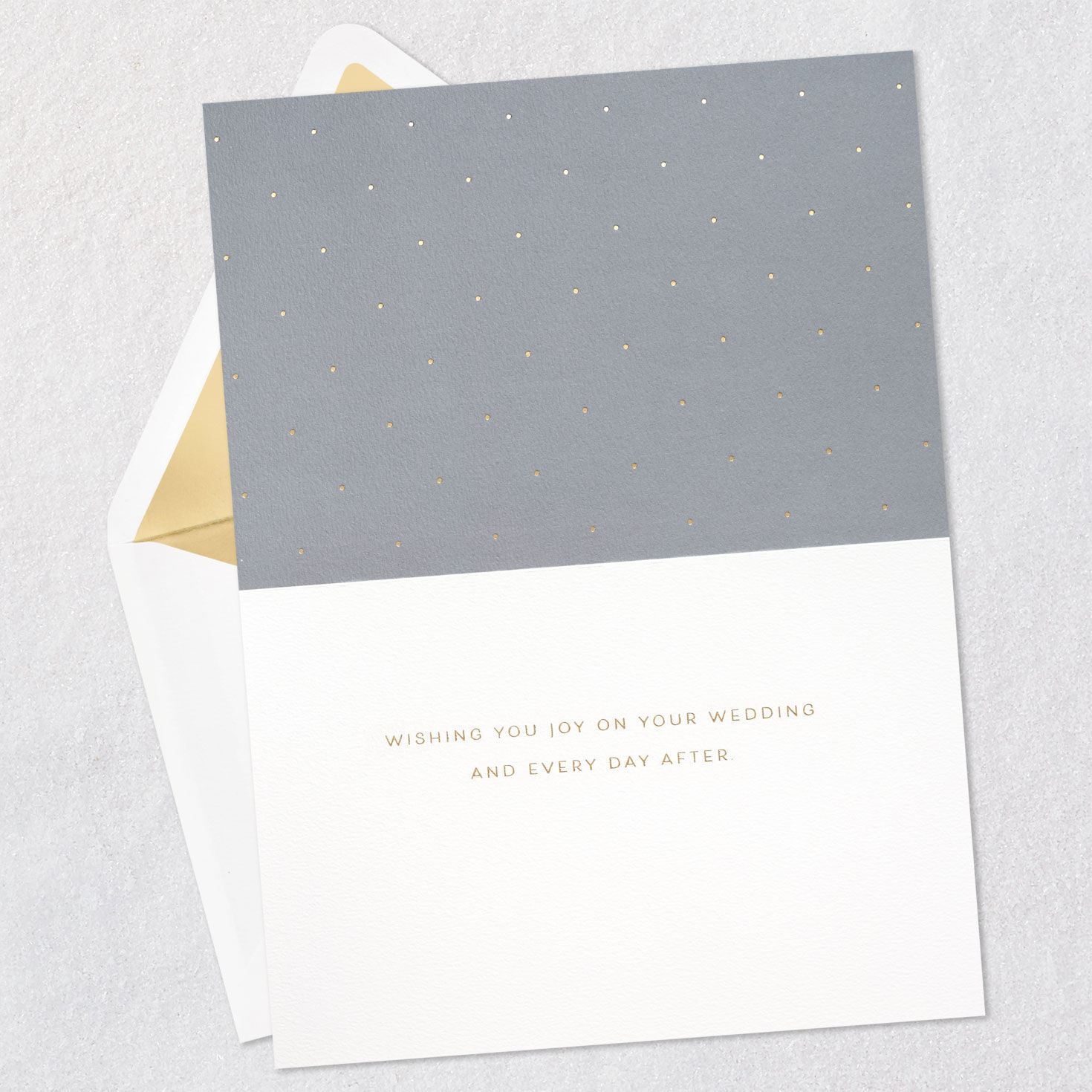 Gold Flowers on Gray Signature Wedding Card Open card with envelope image number 3