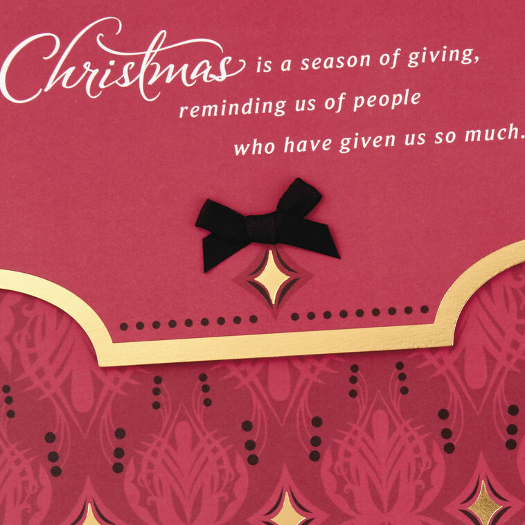Elegant Burgundy and Gold Christmas Card for Friend Card Front Detail image number 4