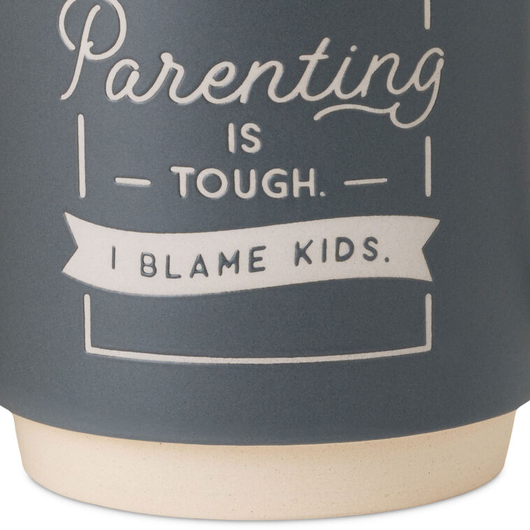 Blue-Gray Ceramic Mug With Funny Parenting Quote  image number 3