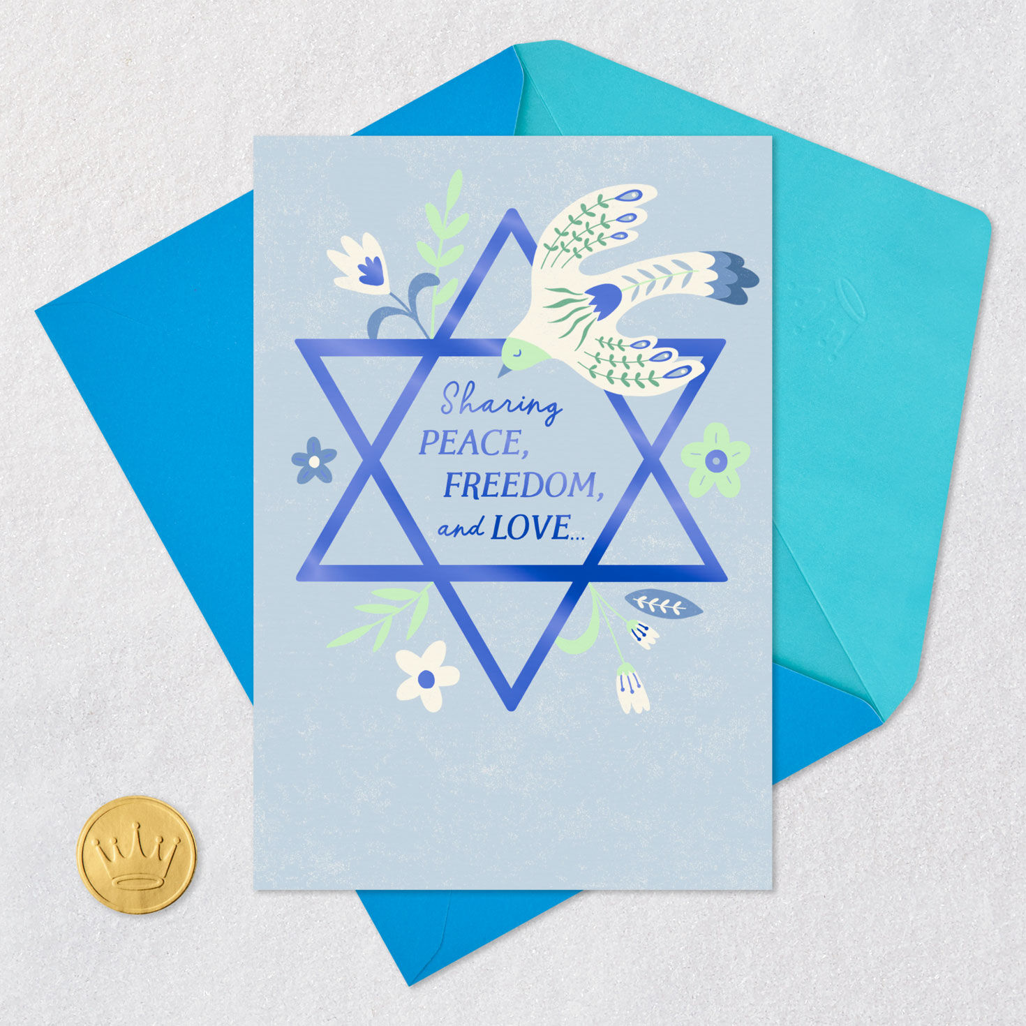 Peace, Freedom and Love Dove and Star of David Hanukkah Card for only USD 2.99 | Hallmark