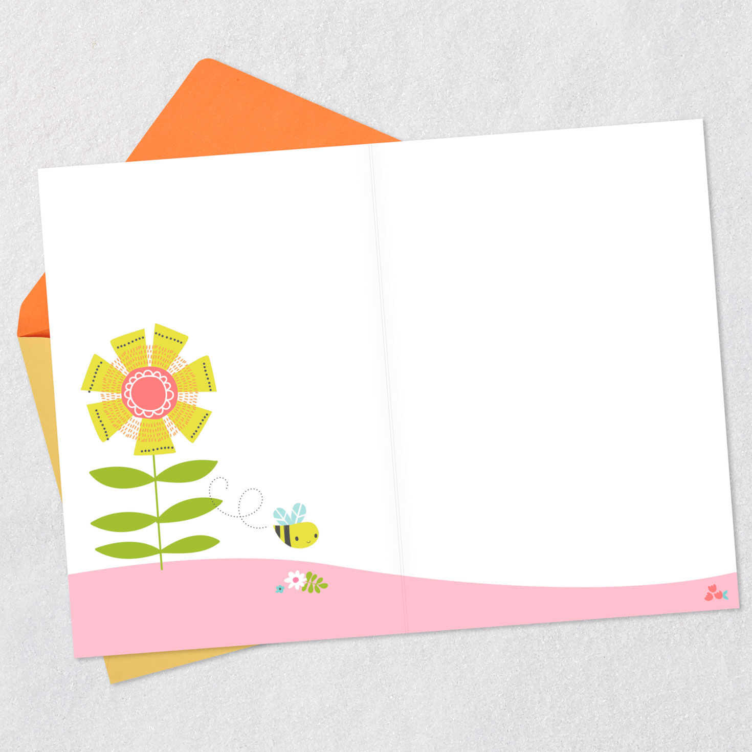 Flowers and Bee All-Occasion Blank Card Open card with envelope image number 2