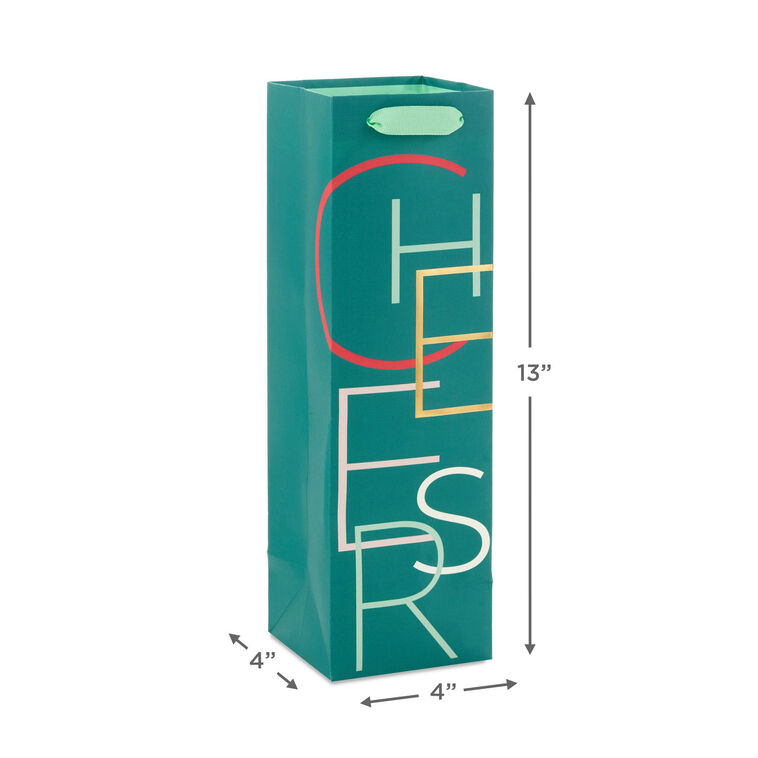 Cheers on Green Wine Gift Bag measurement image number 3