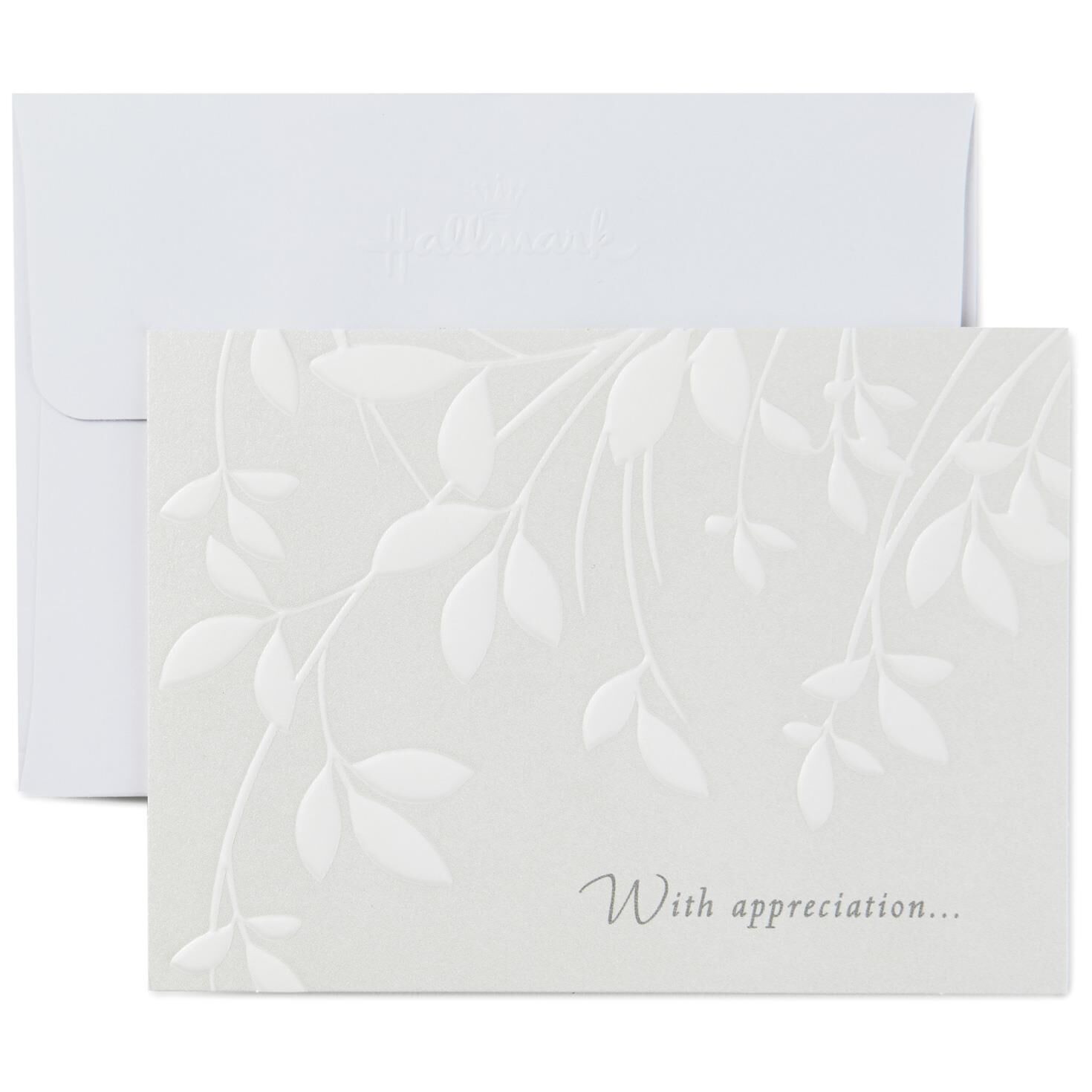 Cream Leaves Sympathy Thank You Notes, Box of 10