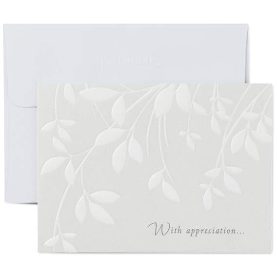 Cream Leaves Sympathy Thank You Notes, Box of 10