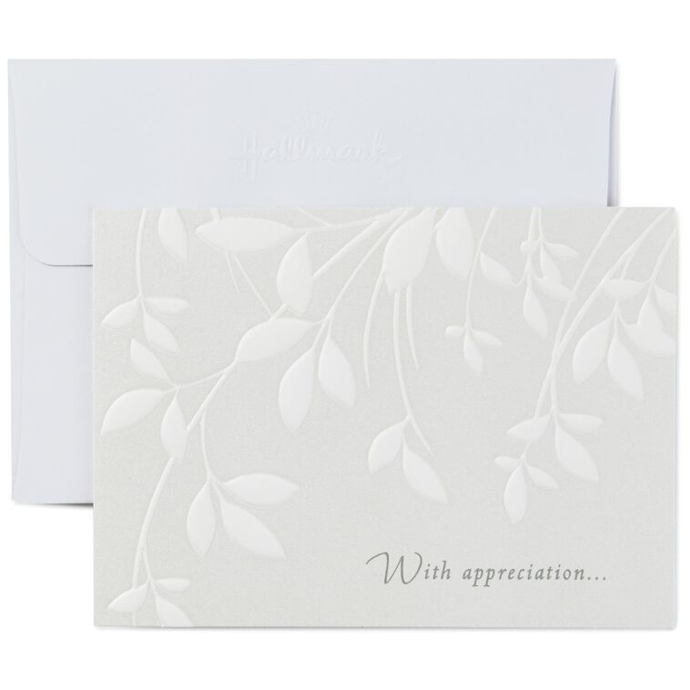 Cream Leaves Sympathy Thank You Notes, Box of 10