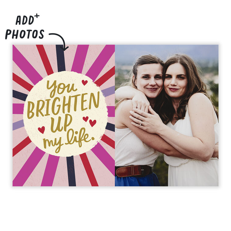 Personalized Bright Rays and Hearts Love Photo Card  image number 2