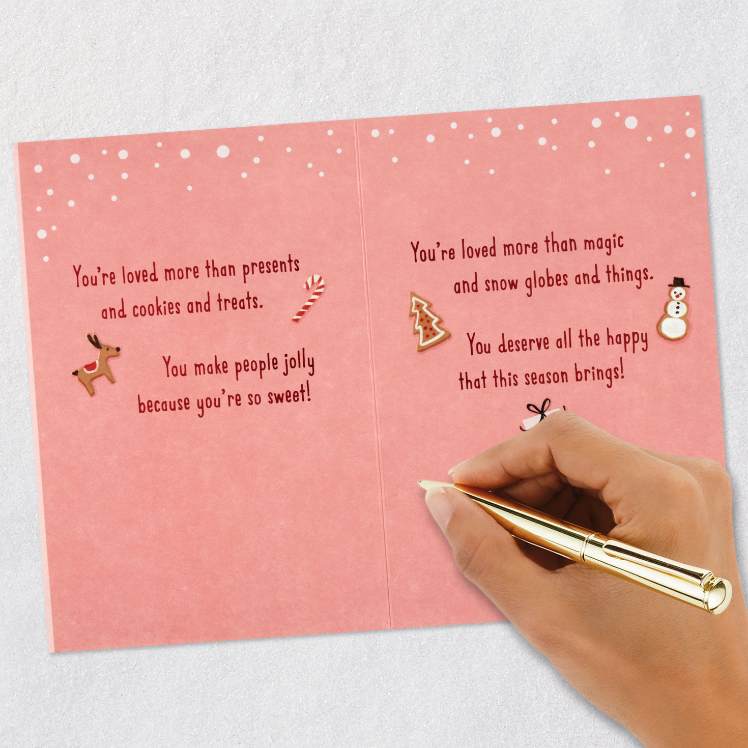 Mouse on Pink Great-Granddaughter Christmas Card Envelope Back with Seal image number 8