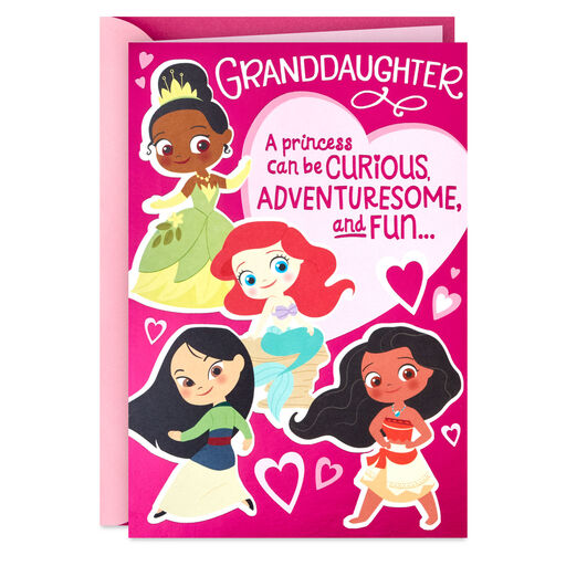 Disney Princess Valentine's Day Card for Granddaughter With Sticker, 
