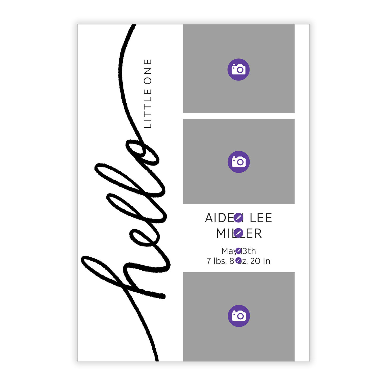 Hello Little One Black and White Birth Announcement, , large image number 5