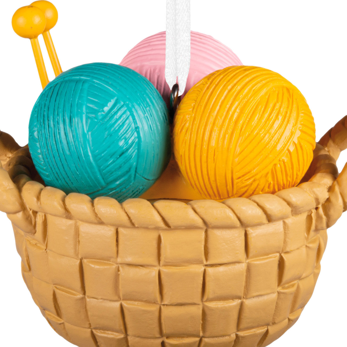 Knitting Basket of Yarn Christmas Ornament upclose view image number 5