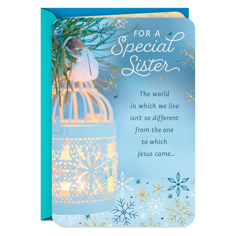 Thank You for the Love You Share Religious Christmas Card for Sister