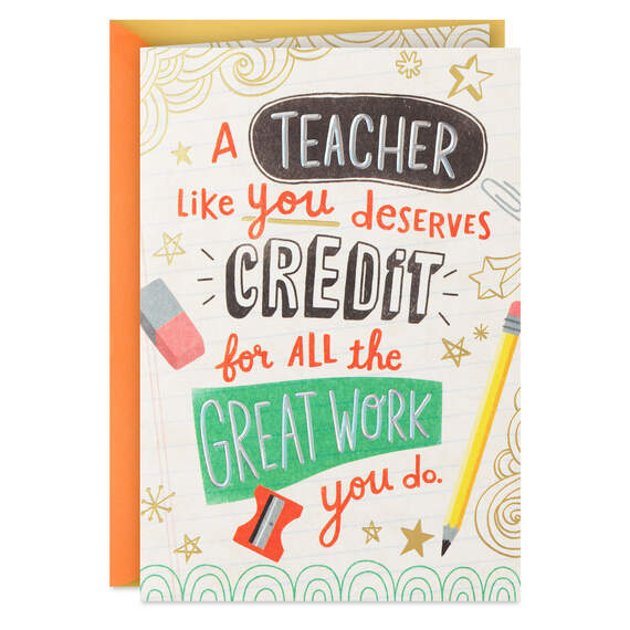 You Deserve Extra Credit Thank-You Card for Teacher, , large image number 1