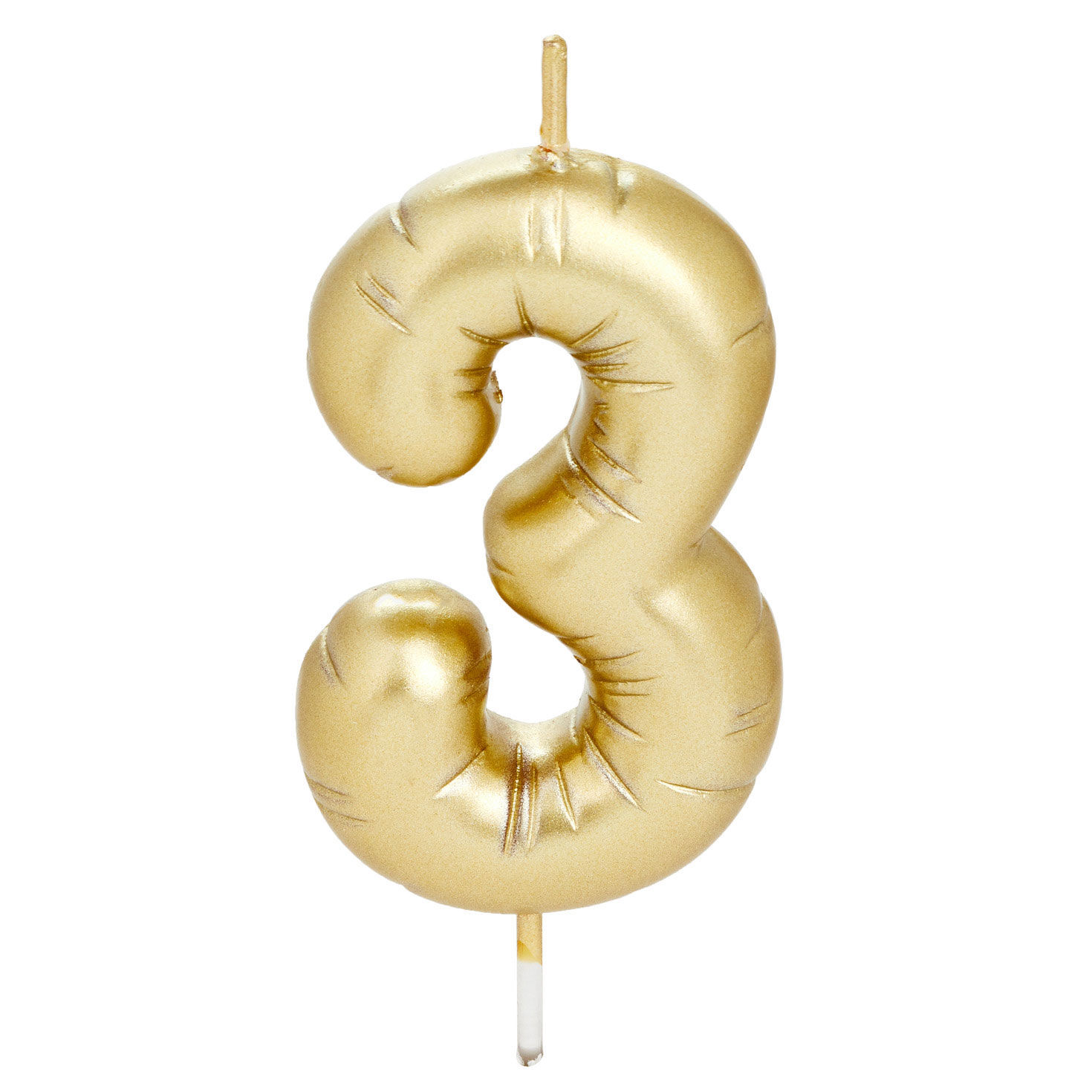 "3" Metallic Gold Balloon Birthday Candle