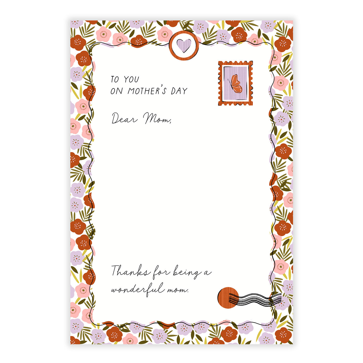 Floral Stationery Personalized Mother's Day Card front image number 2