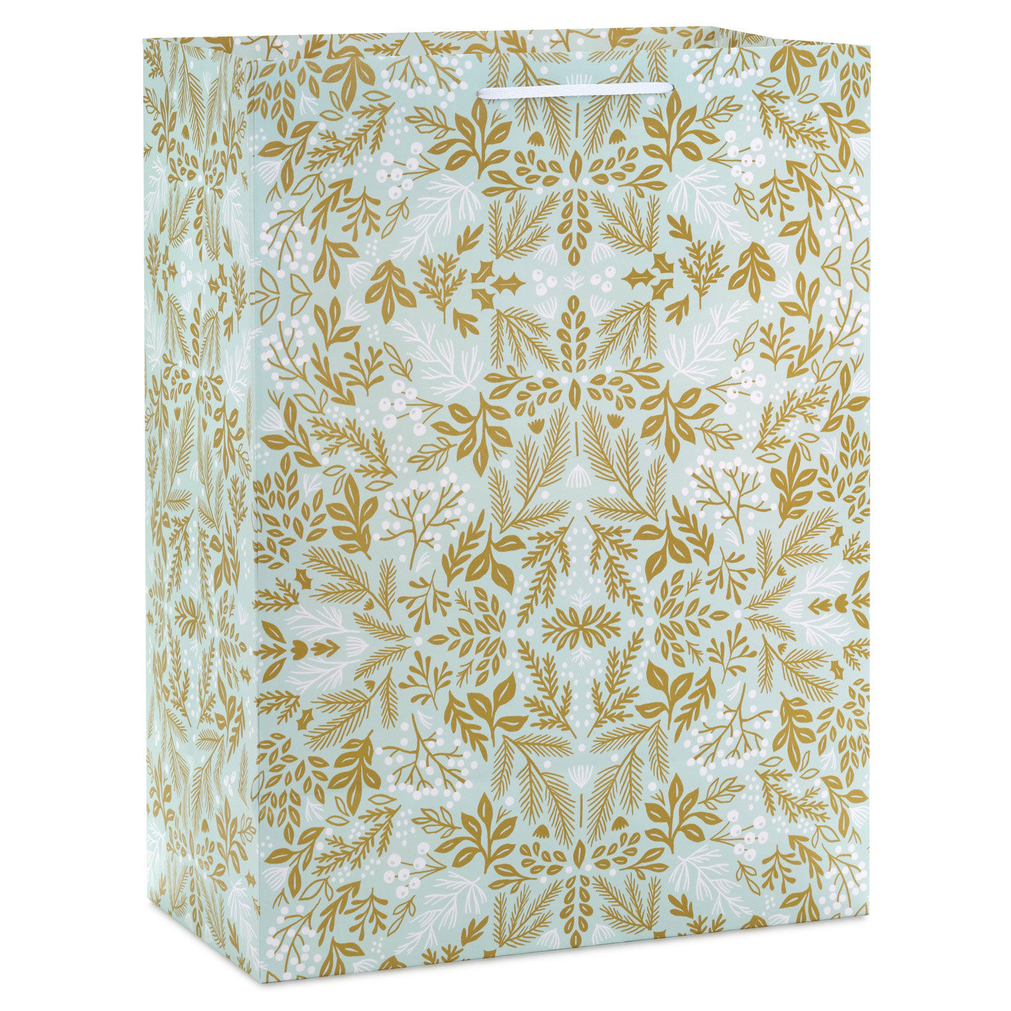20" Gold Winter Floral on Light Blue Jumbo Christmas Gift Bag for only USD 5.99 | Hallmark