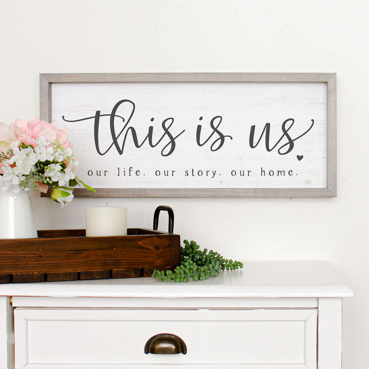Sincere Surroundings This Is Us Farmhouse Style Wood Sign, 24x10