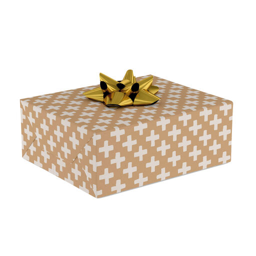 Plus Sign Kraft Wrapping Paper, 17.5 sq. ft., 