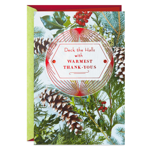 Deck the Halls Holiday Thank-You Card, 