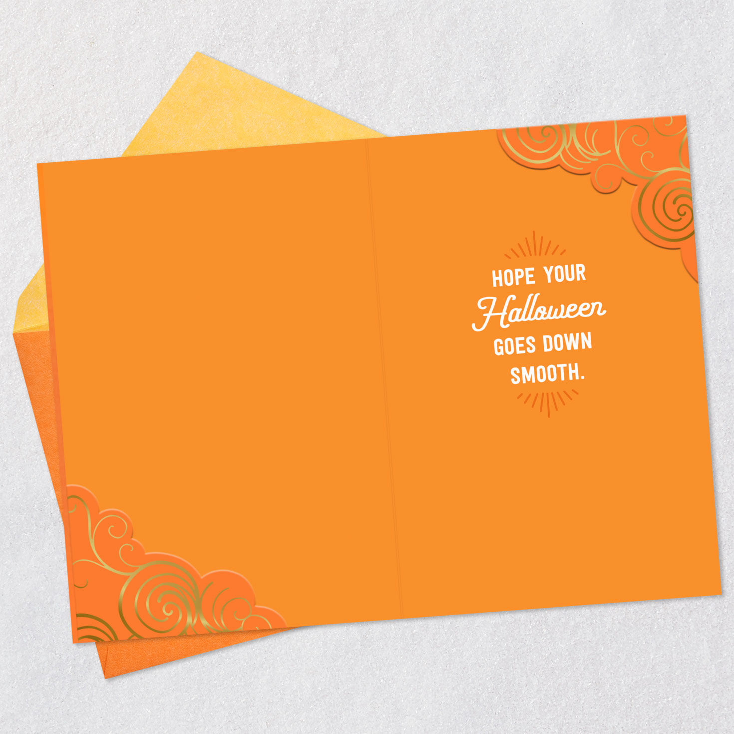 Orange and Purple Cocktails Halloween Card for Adults Open card with envelope image number 3