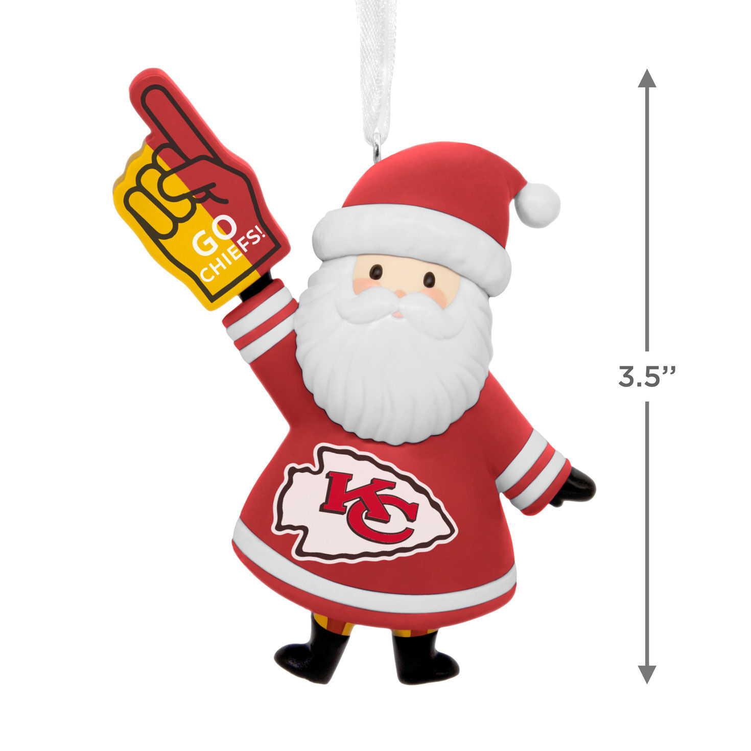 Kansas City Chiefs Santa Fan Christmas Ornament measurement image number 3