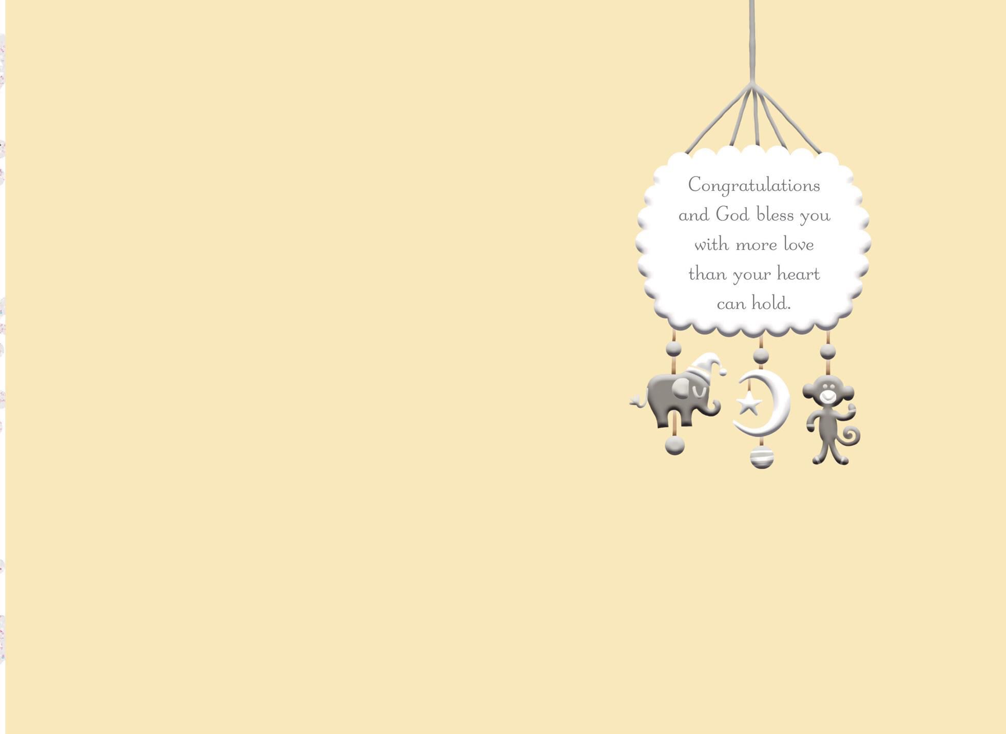 Crib With Little Bear Religious New Baby Card