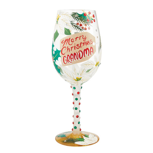 Lolita Merry Christmas Grandma Handpainted Wine Glass, 15 oz., 