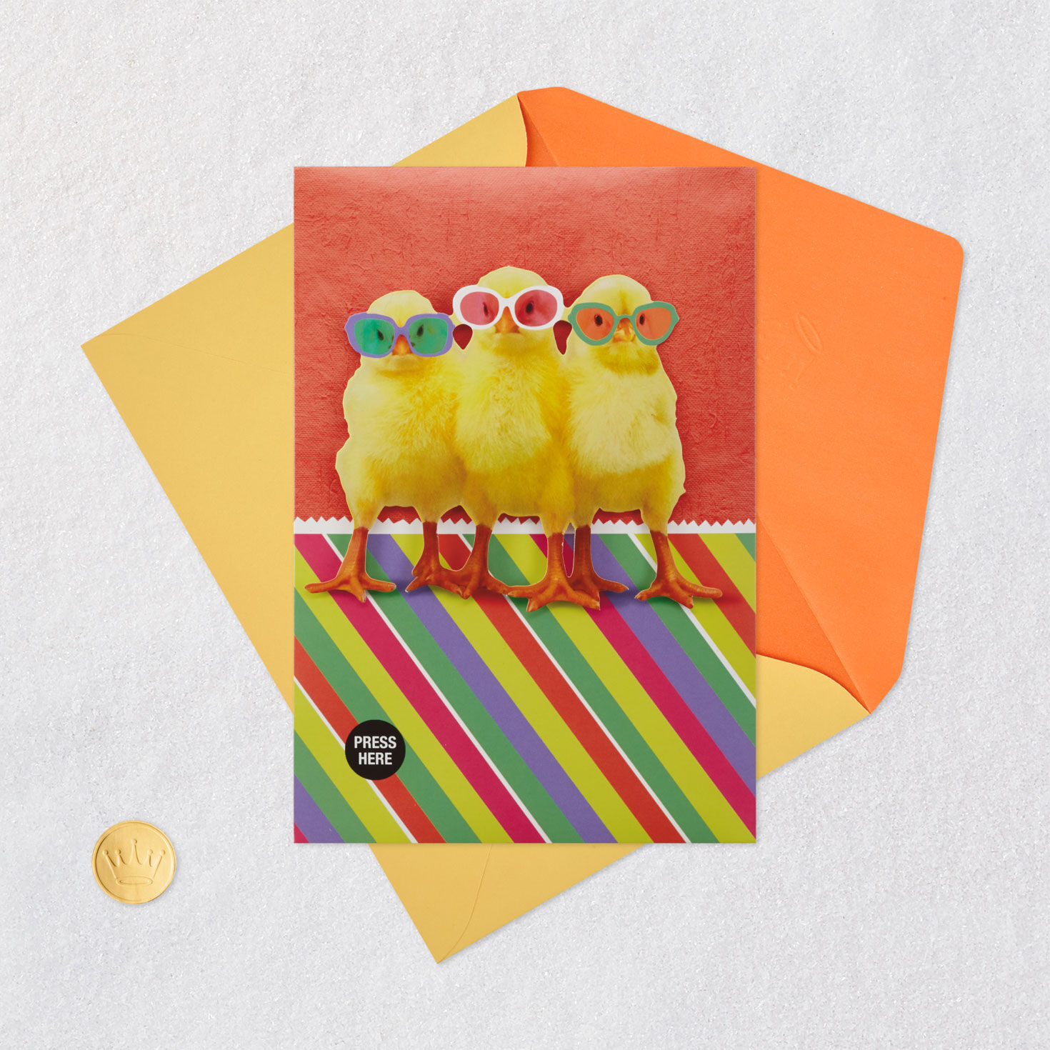 Chicken Dance Funny Easter Card With Music and Motion Card Front with Envelope and Gold Seal image number 6