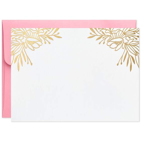 Gold Floral Blank Flat Note Cards With Caddy, Box of 40, , large image number 5