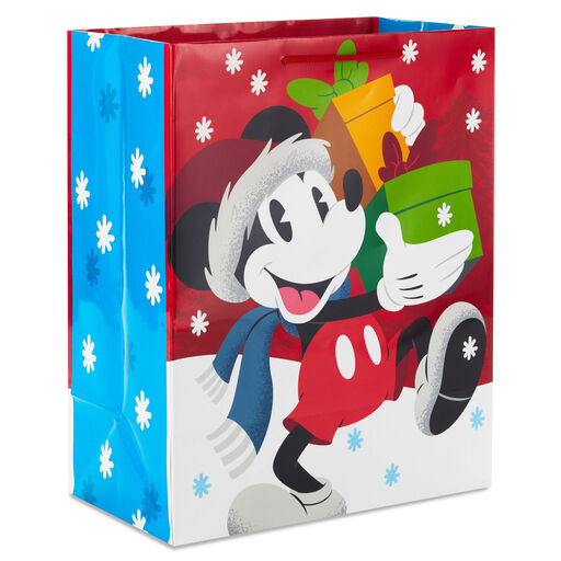13" Disney Mickey Mouse in Santa Hat Large Christmas Gift Bag, 
