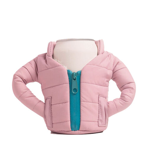 Puffin Pink Puffy Jacket Can and Bottle Cooler, 