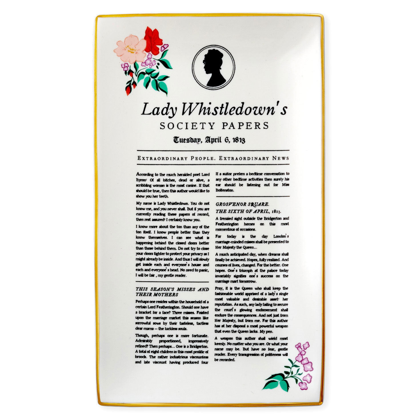 Bridgerton Lady Whistledown's Society Papers Trinket Dish, , large image number 2