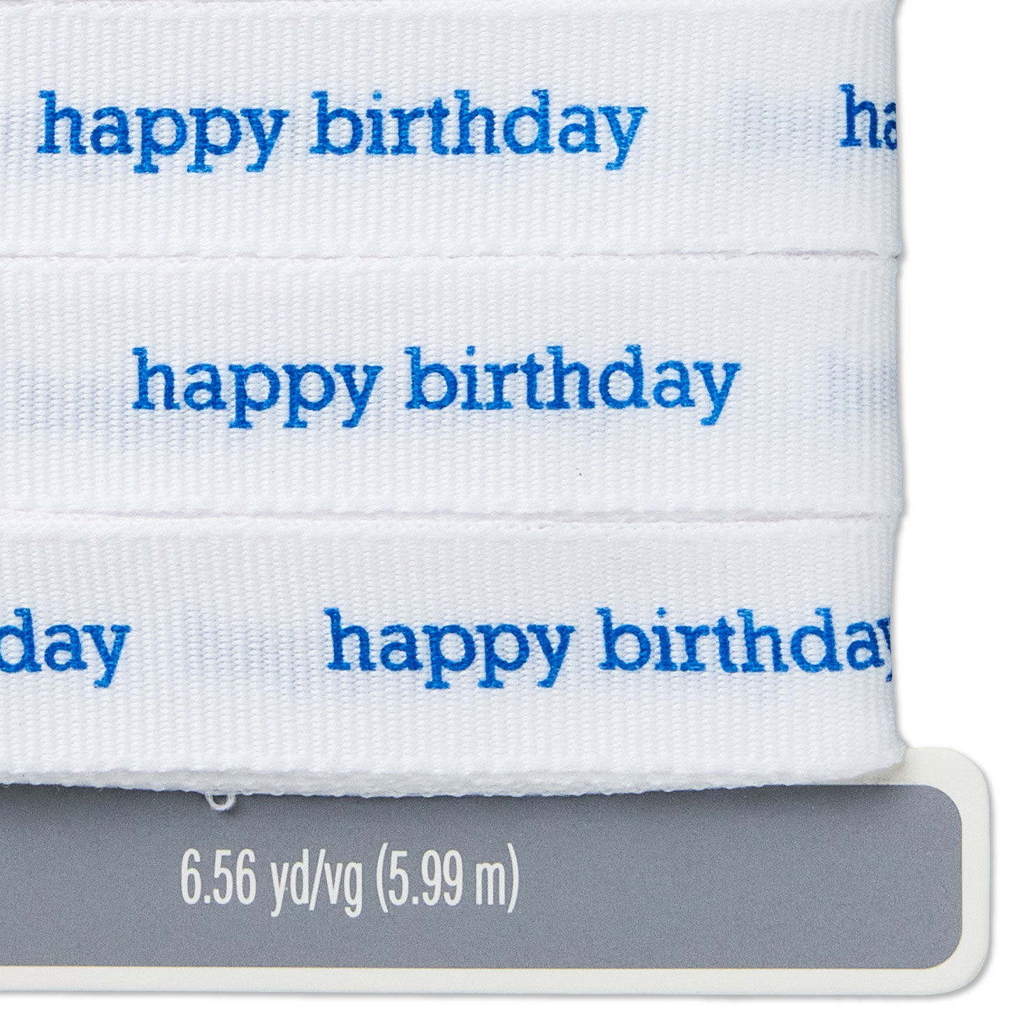 Blue "Happy Birthday" Messages on White Ribbon upclose view image number 4