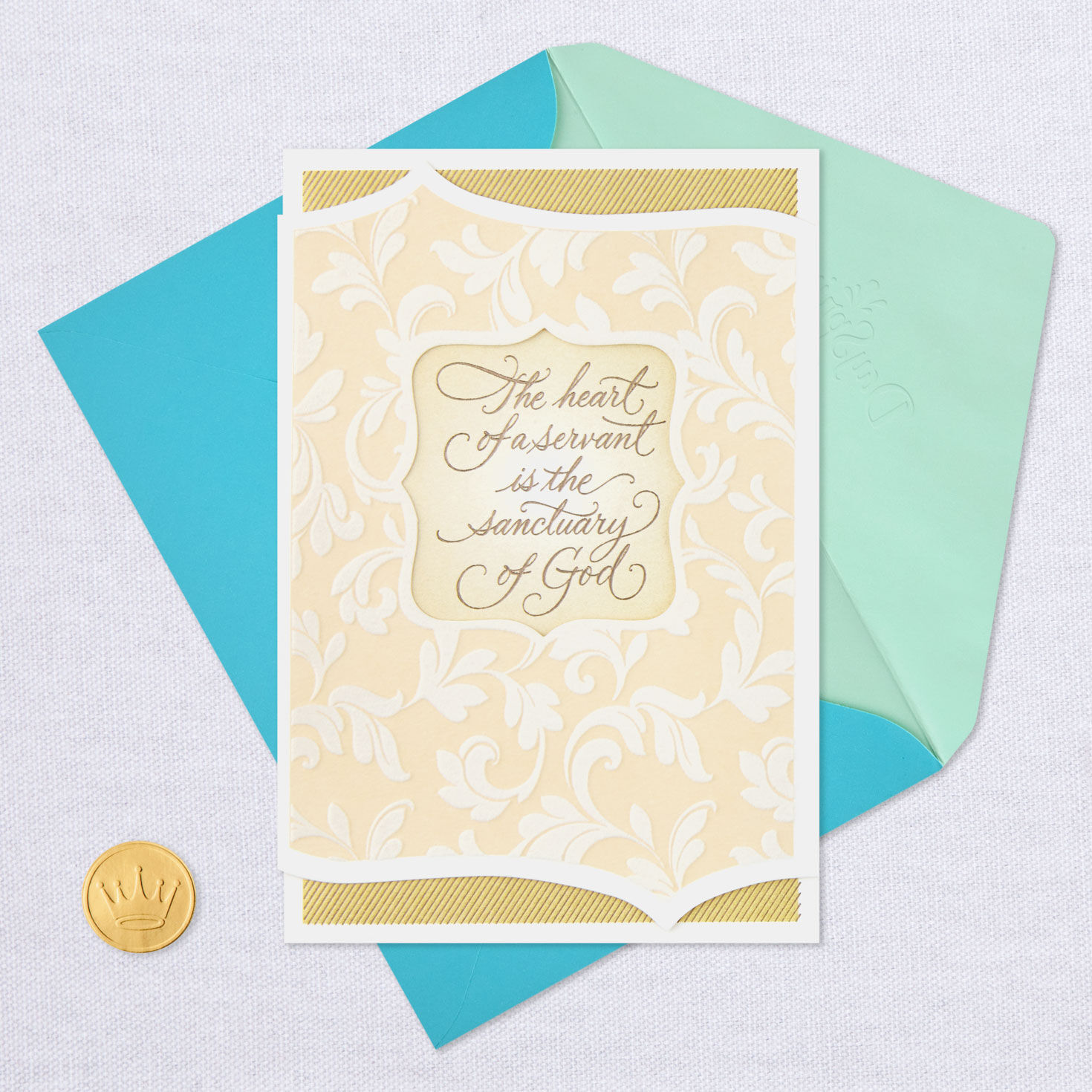 Damask Vines on Yellow Christian Thank-You Card  image number 5