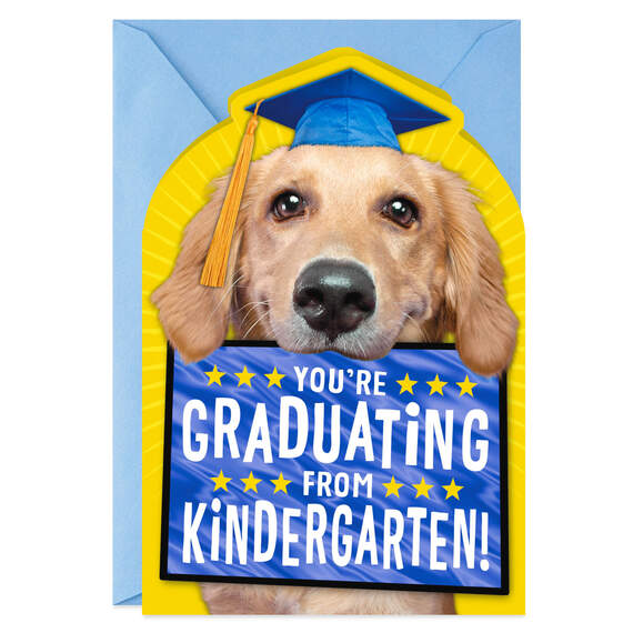 Puppy Dog in Cap Kindergarten Graduation Card