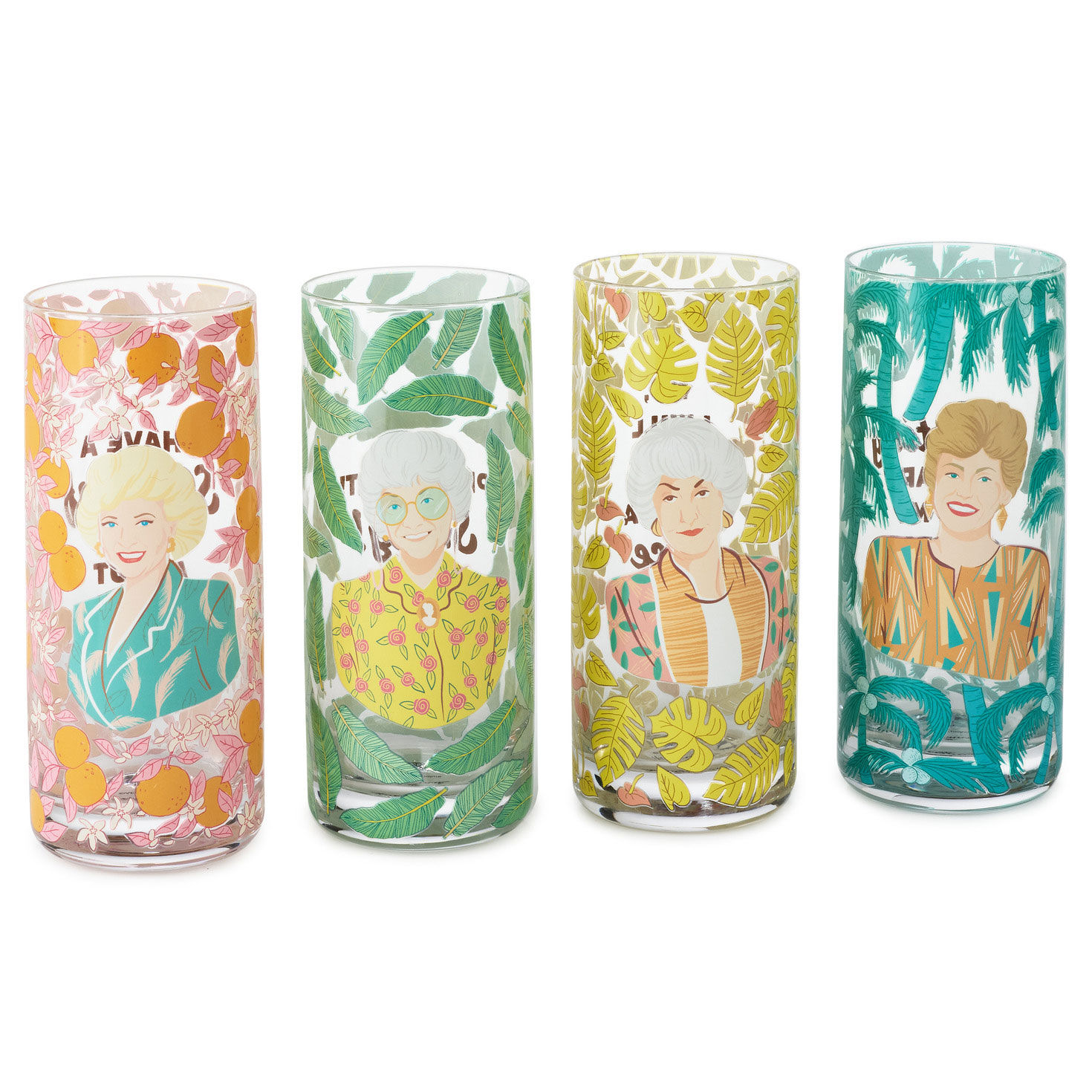 The Golden Girls Cameos and Quotes Drinking Glasses, Set of 4